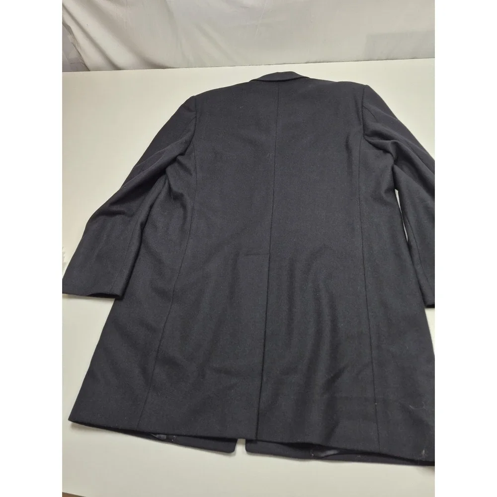 Brooks Brothers Coat Mens 46R Black Wool Flannel Overcoat Lined England NWT